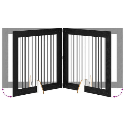 Cancello per cani con supporti 2 pcs Rovere Nero 100 x 100 cm | homemem39