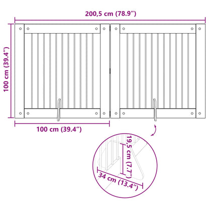 Cancello per cani con supporti 2 pcs Rovere Nero 100 x 100 cm | homemem39