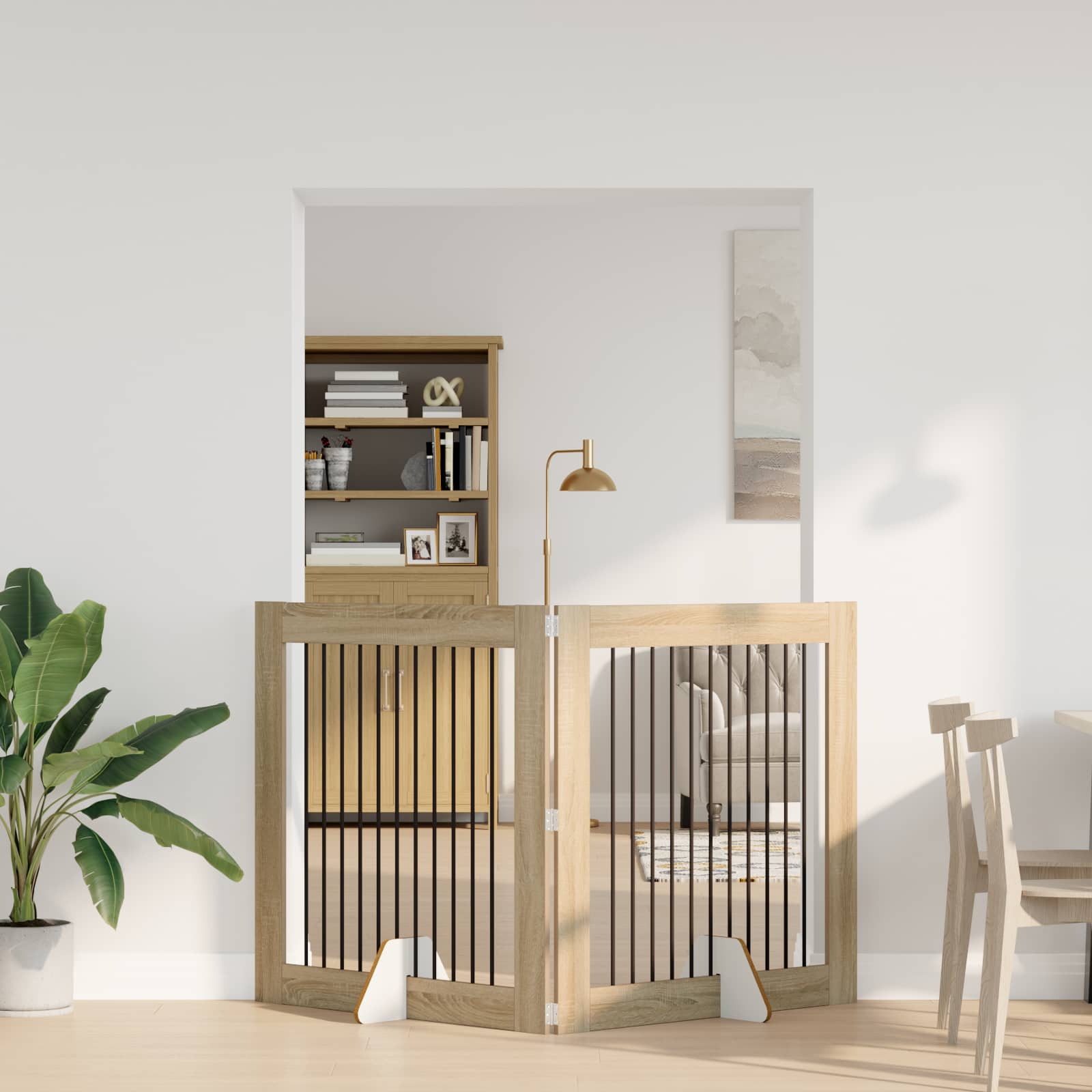 Cancello per cani con supporti 2 pcs Rovere Sonoma 100 x 100 cm | homemem39