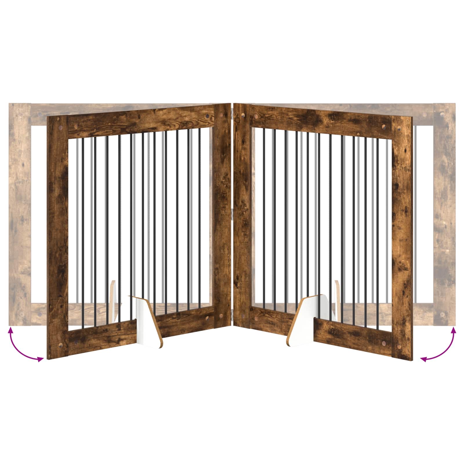 Cancello per cani con supporti 2 pcs Rovere Fumo 100 x 100 cm | homemem39