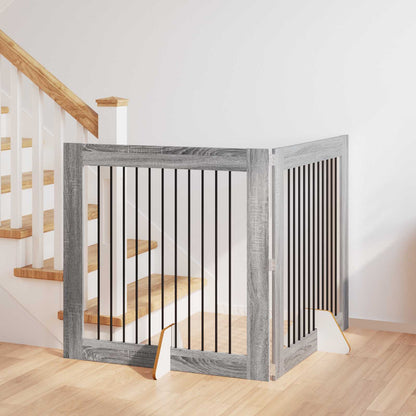 Cancello per cani con supporti 2 pcs Grigio Sonoma 100 x 100 cm