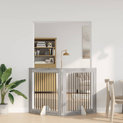 Cancello per cani con supporti 2 pcs Grigio Sonoma 100 x 100 cm | homemem39