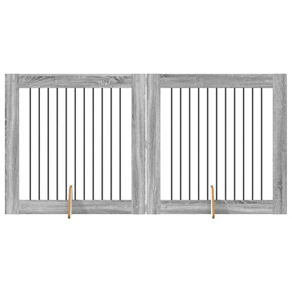 Cancello per cani con supporti 2 pcs Grigio Sonoma 100 x 100 cm