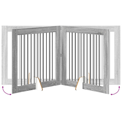 Cancello per cani con supporti 2 pcs Grigio Sonoma 100 x 100 cm | homemem39