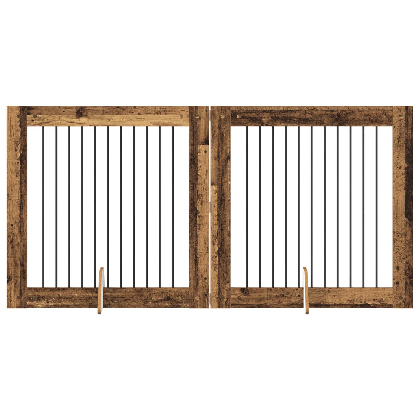 Cancello per cani con supporti 2 pcs Legno antico 100 x 100 cm | homemem39