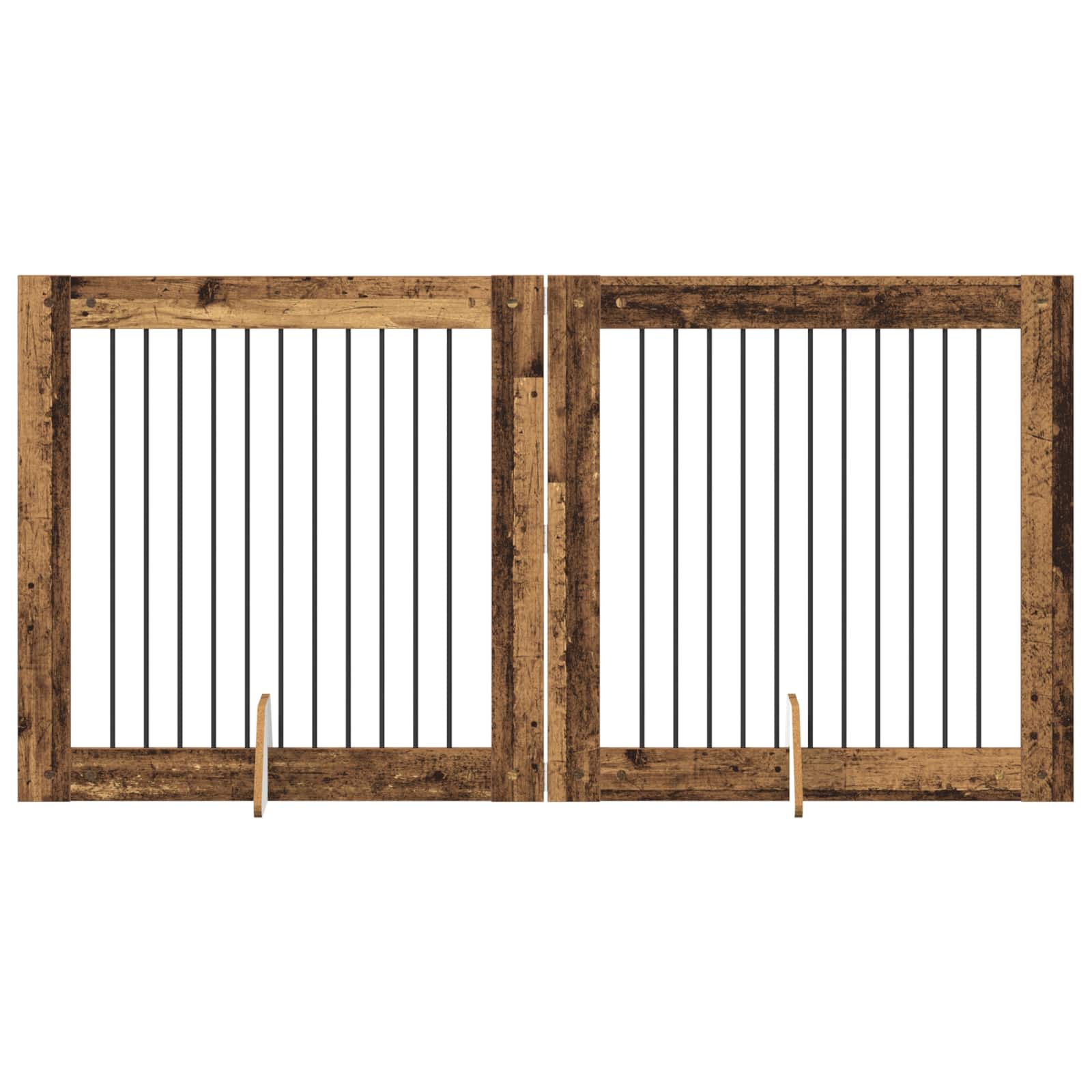 Cancello per cani con supporti 2 pcs Legno antico 100 x 100 cm | homemem39