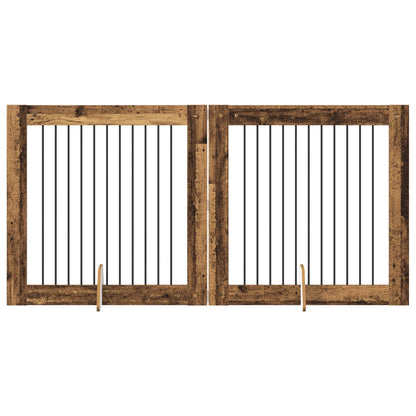 Cancello per cani con supporti 2 pcs Legno antico 100 x 100 cm | homemem39