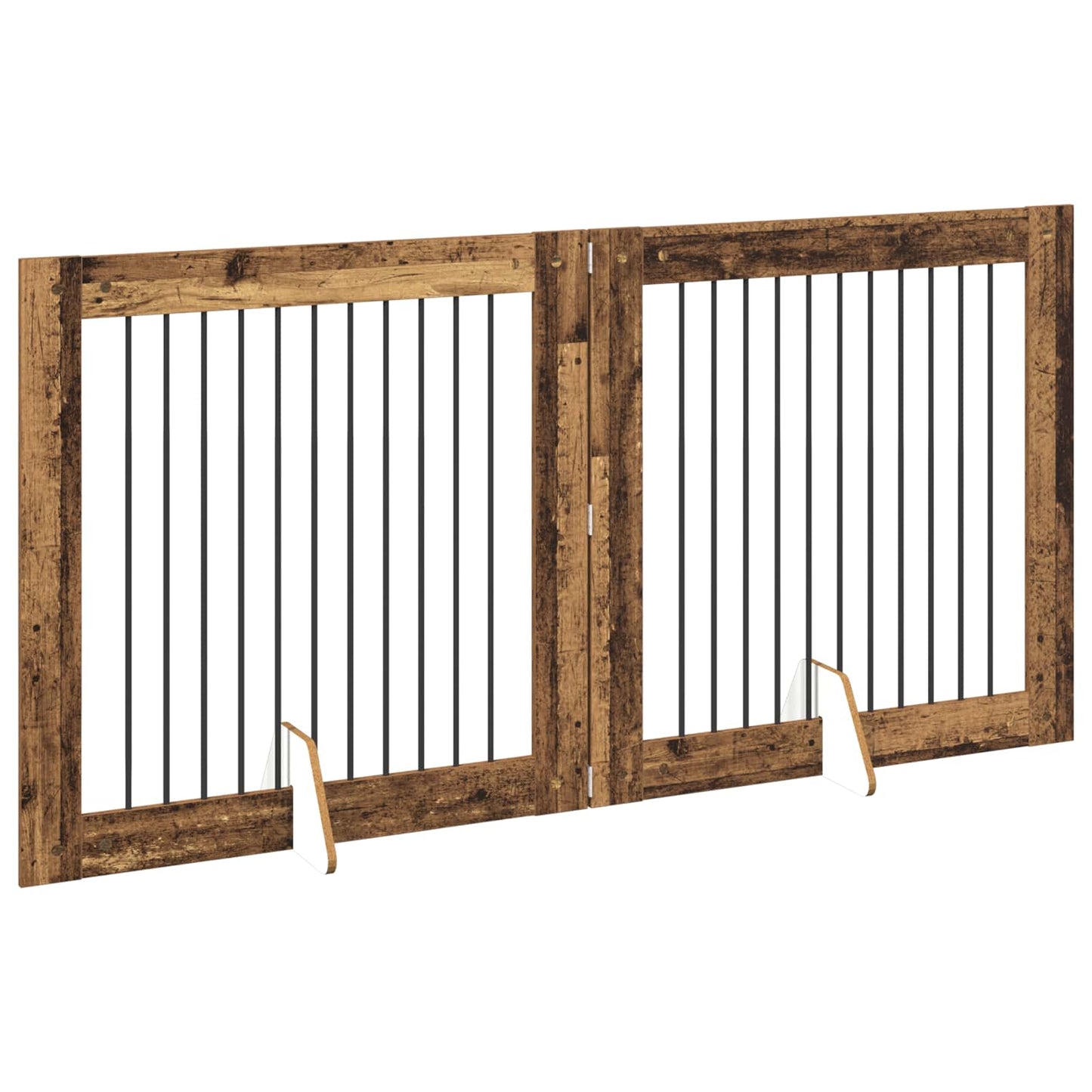 Cancello per cani con supporti 2 pcs Legno antico 100 x 100 cm | homemem39