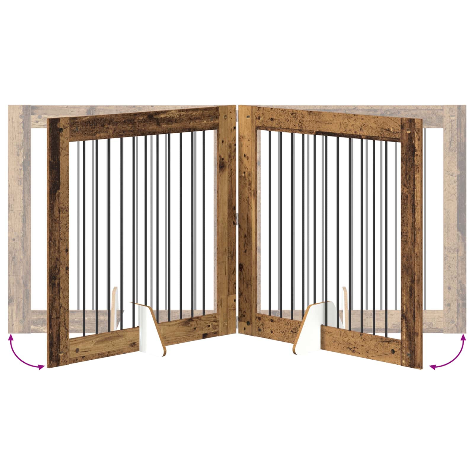 Cancello per cani con supporti 2 pcs Legno antico 100 x 100 cm | homemem39