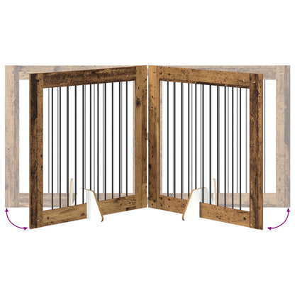Cancello per cani con supporti 2 pcs Legno antico 100 x 100 cm | homemem39