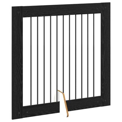 Cancello per cani con supporti 4 pcs Rovere Nero 100 x 100 cm | homemem39