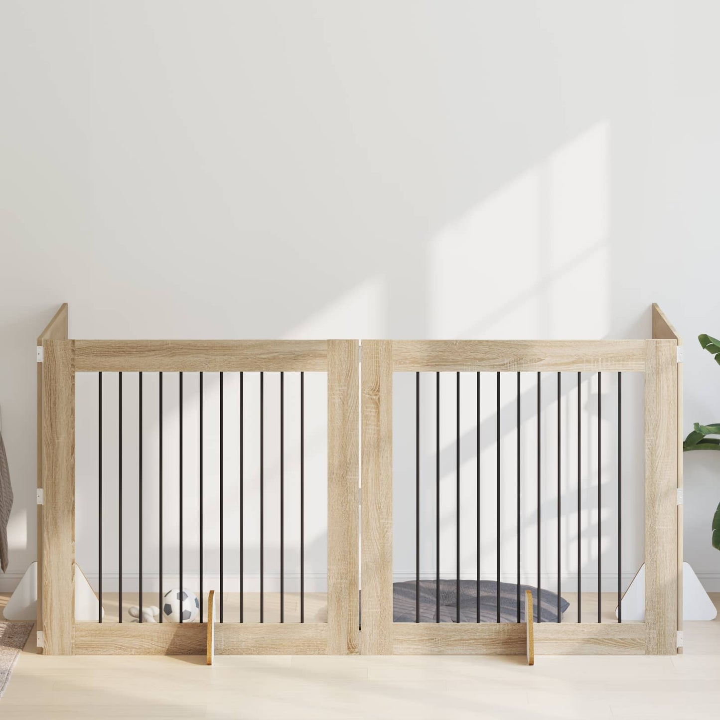 Cancello per cani con supporti 4 pcs Rovere Sonoma 100 x 100 cm | homemem39