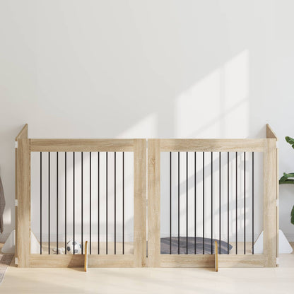 Cancello per cani con supporti 4 pcs Rovere Sonoma 100 x 100 cm | homemem39