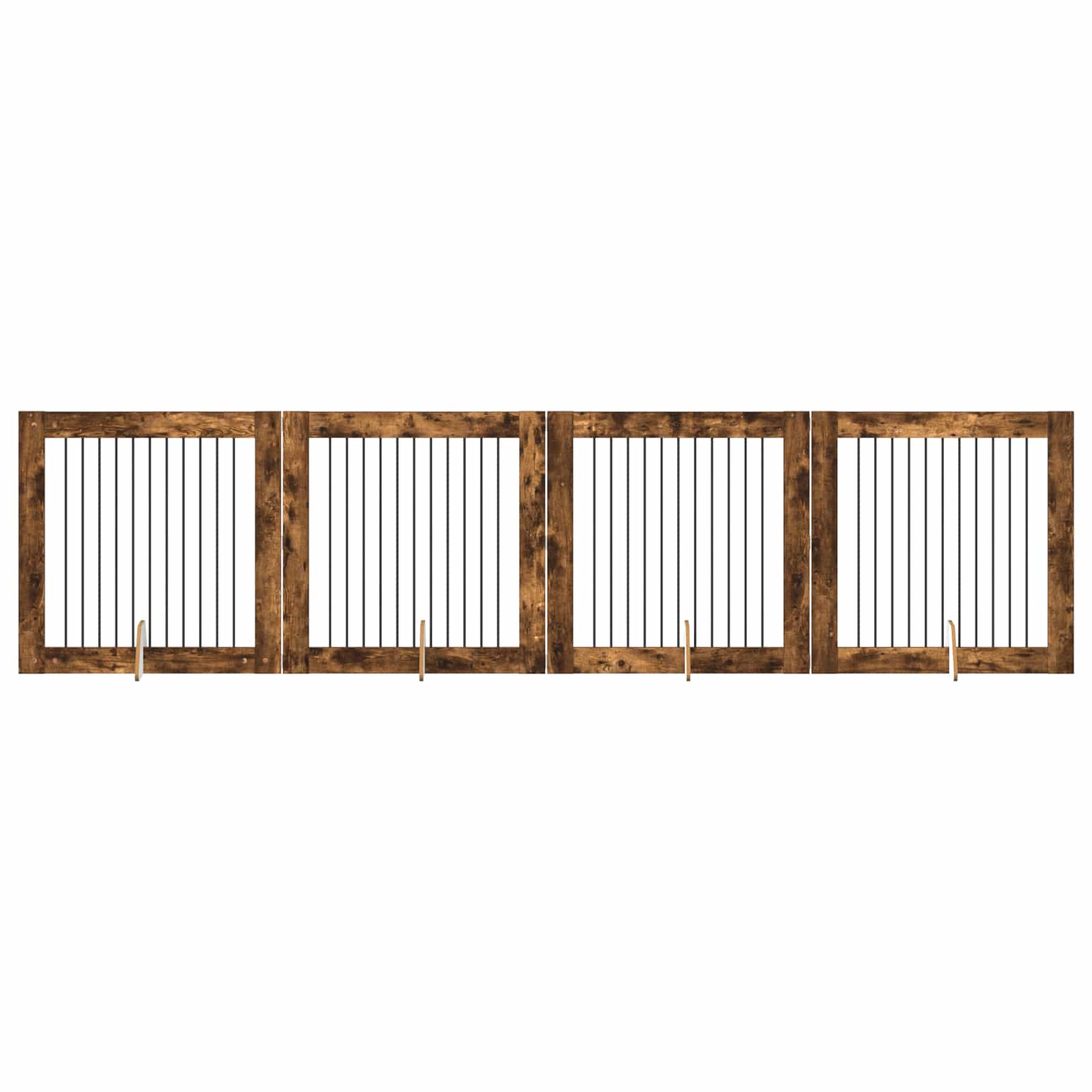 Cancello per cani con supporti 4 pcs Rovere Fumo 100 x 100 cm | homemem39