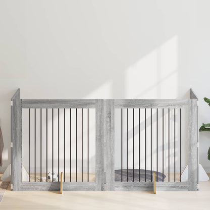 Cancello per cani con supporti 4 pcs Grigio Sonoma 100 x 100 cm | homemem39