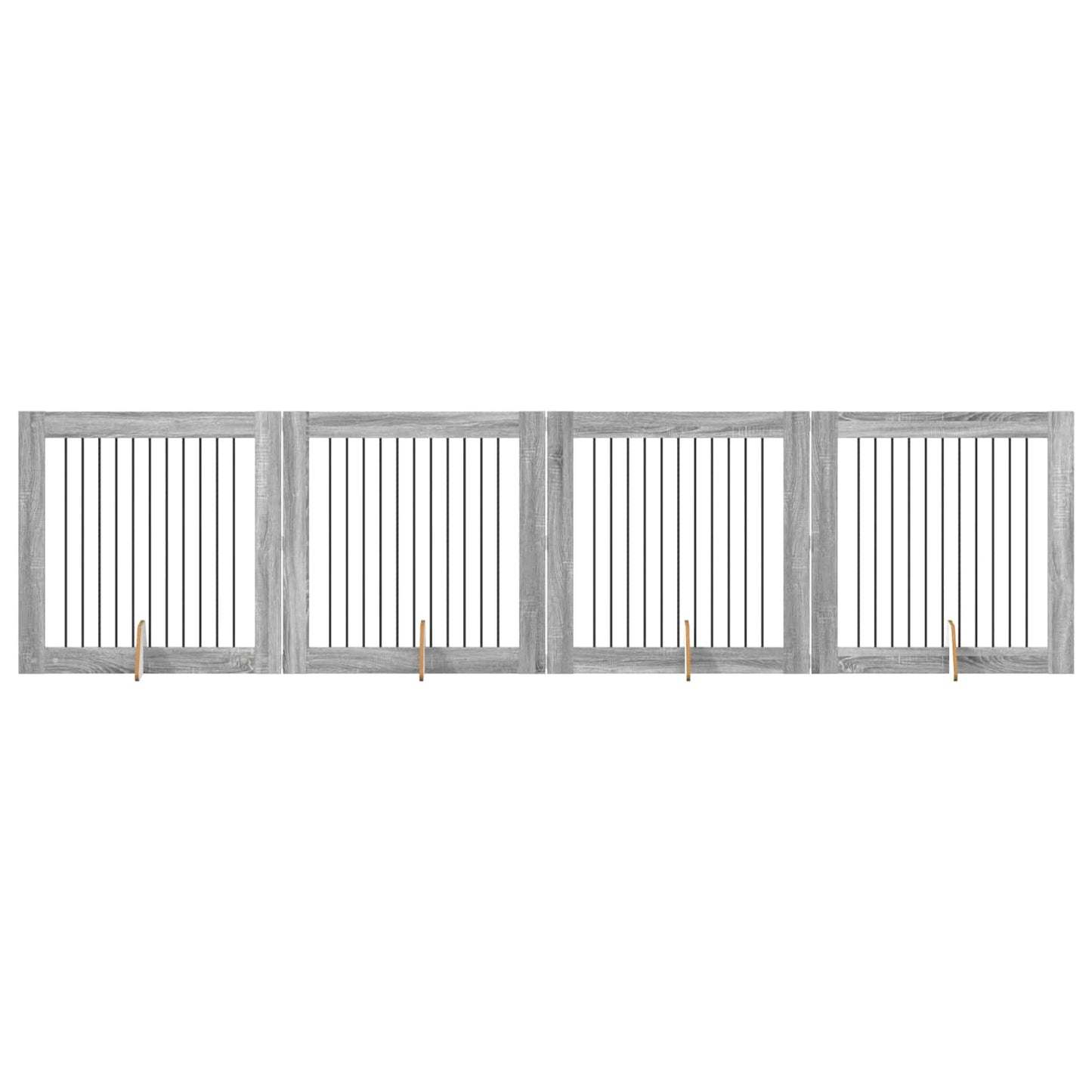 Cancello per cani con supporti 4 pcs Grigio Sonoma 100 x 100 cm | homemem39