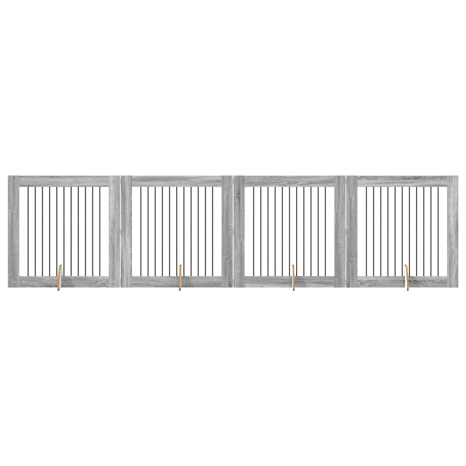Cancello per cani con supporti 4 pcs Grigio Sonoma 100 x 100 cm | homemem39
