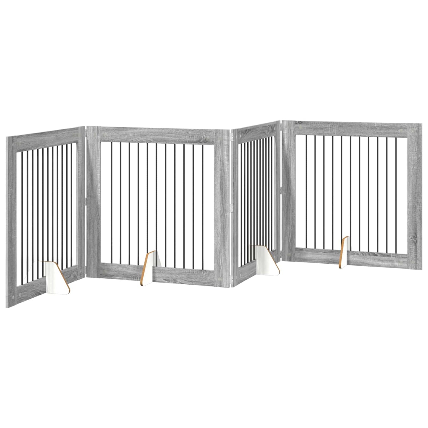Cancello per cani con supporti 4 pcs Grigio Sonoma 100 x 100 cm | homemem39