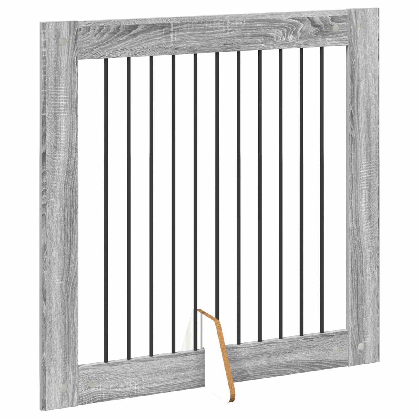 Cancello per cani pieghevole con supporti 4 pcs Grigio Sonoma