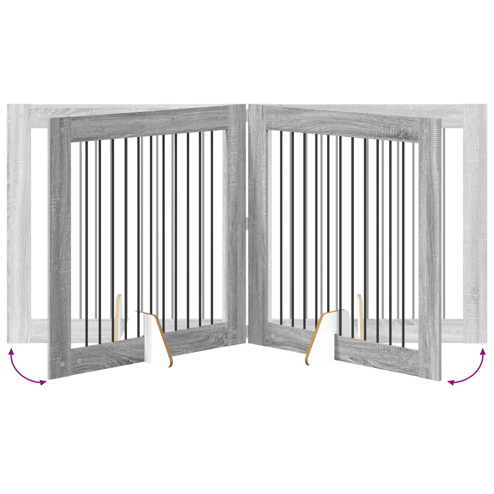 Cancello per cani con supporti 4 pcs Grigio Sonoma 100 x 100 cm | homemem39