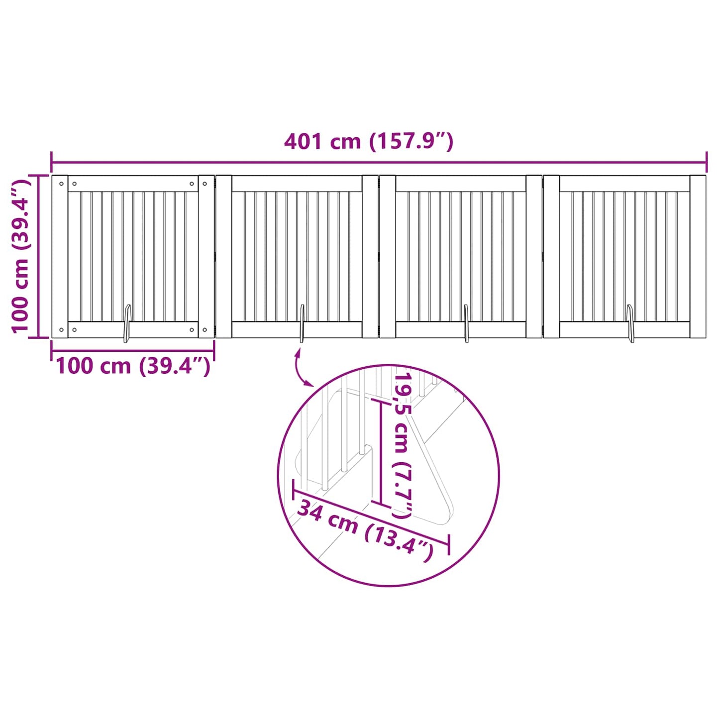 Cancello per cani con supporti 4 pcs Grigio Sonoma 100 x 100 cm | homemem39