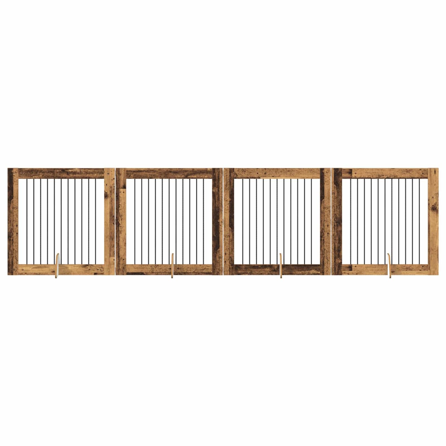 Cancello per cani con supporti 4 pcs Legno antico 100 x 100 cm | homemem39
