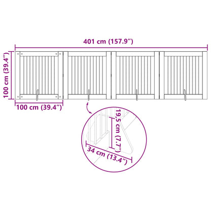 Cancello per cani con supporti 4 pcs Legno antico 100 x 100 cm | homemem39