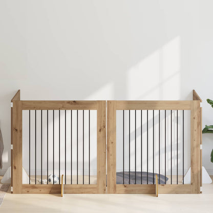 Cancello per cani con supporti 4 pcs Rovere Artigianale | homemem39
