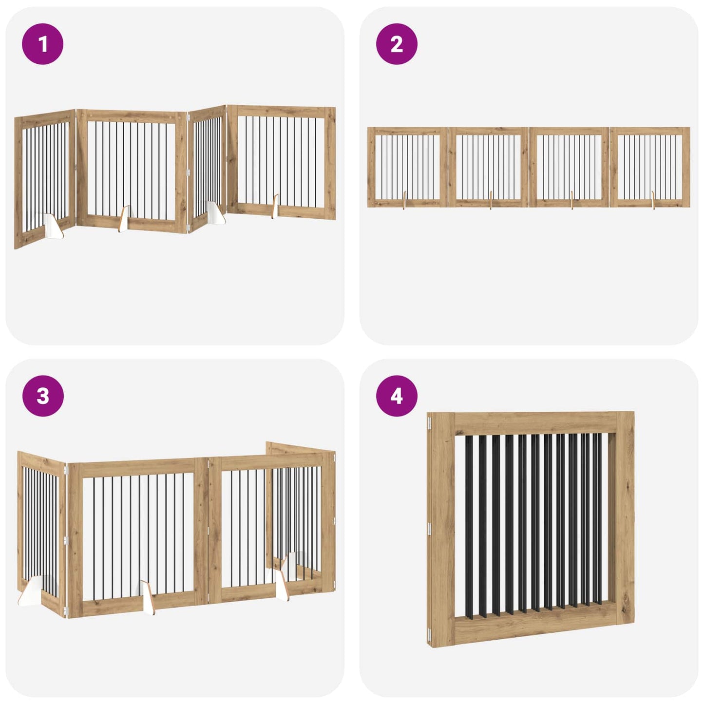 Cancello per cani pieghevole con supporti 4 pcs 401 cm