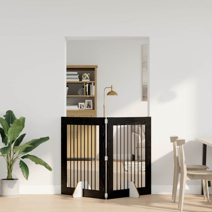 Cancello per cani con supporti 2 pcs Rovere Nero 80 x 100 cm | homemem39