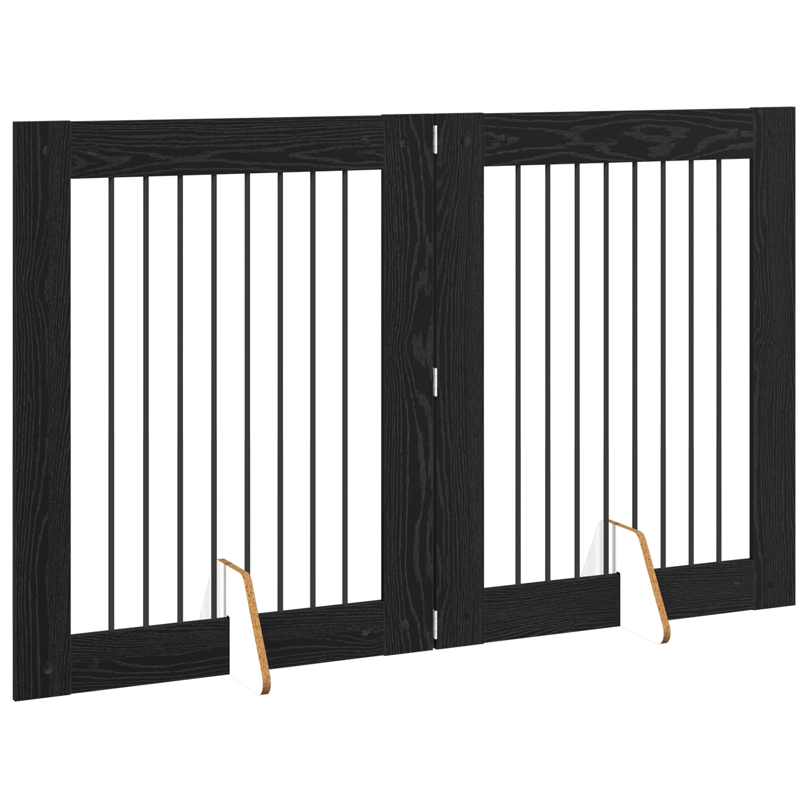 Cancello per cani con supporti 2 pcs Rovere Nero 80 x 100 cm | homemem39