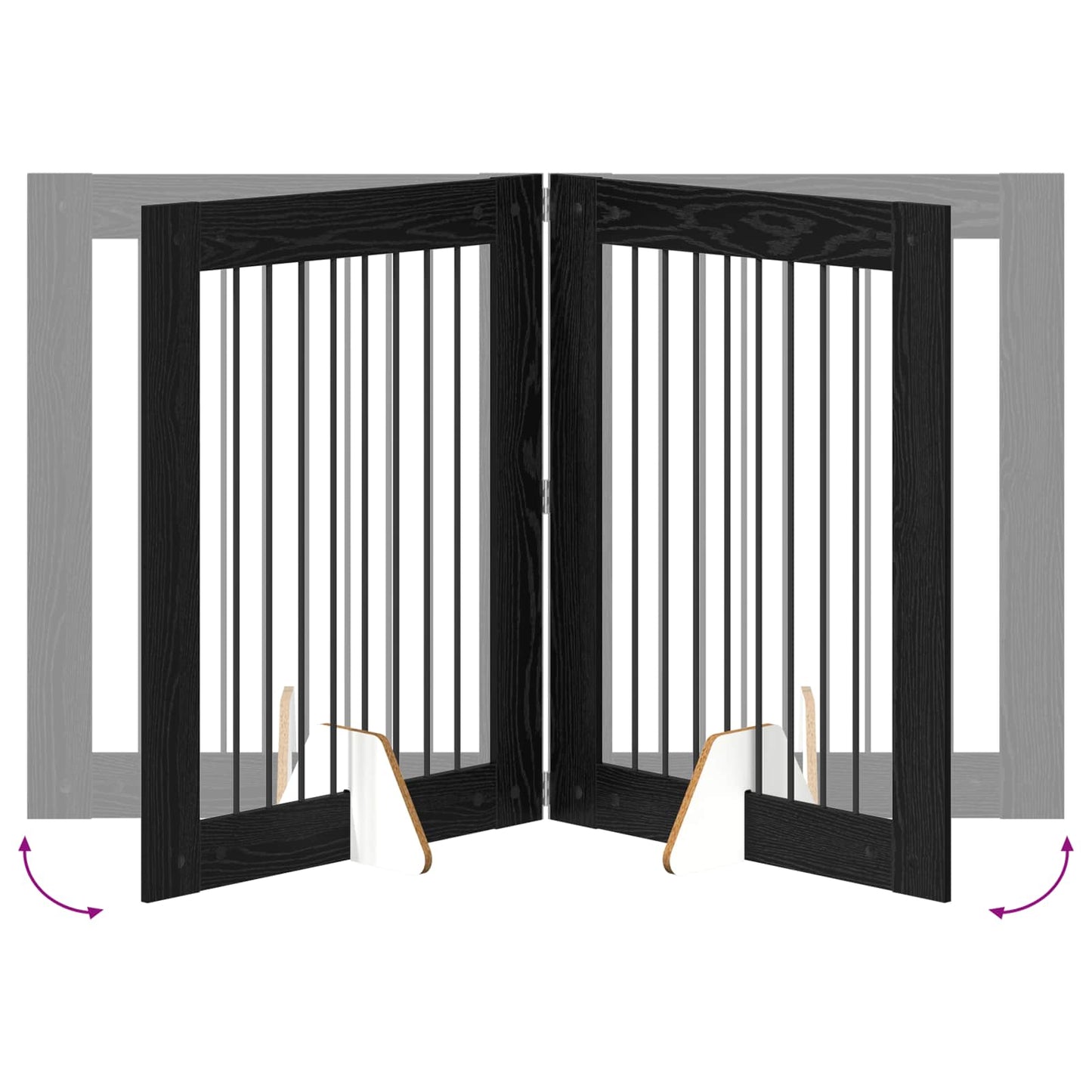 Cancello per cani con supporti 2 pcs Rovere Nero 80 x 100 cm | homemem39