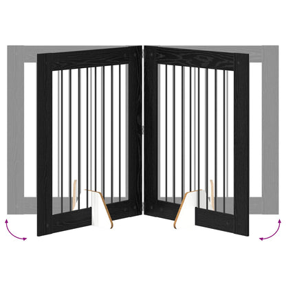 Cancello per cani con supporti 2 pcs Rovere Nero 80 x 100 cm | homemem39
