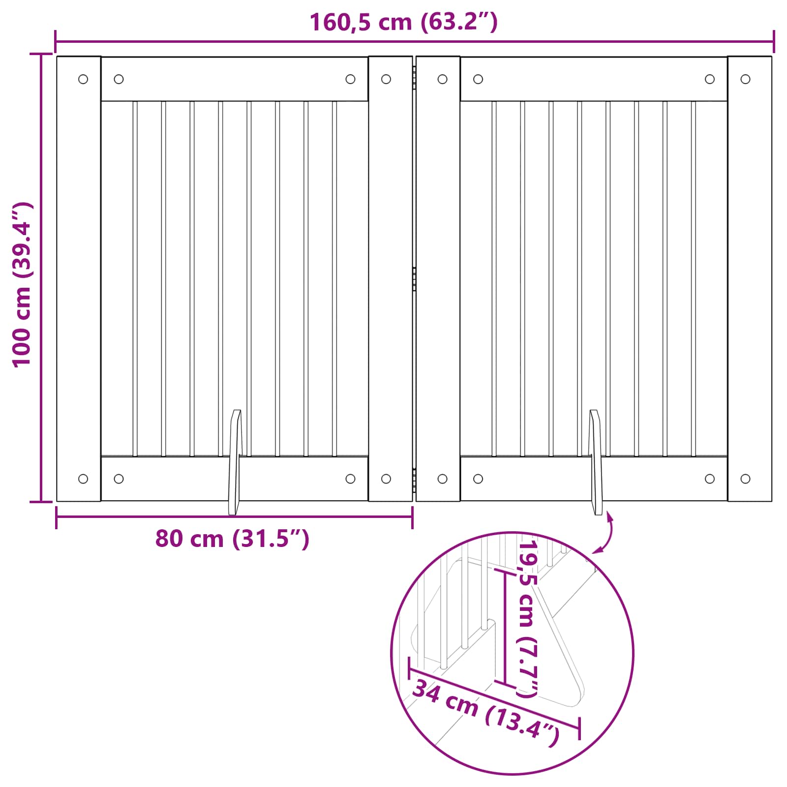 Cancello per cani con supporti 2 pcs Rovere Nero 80 x 100 cm | homemem39
