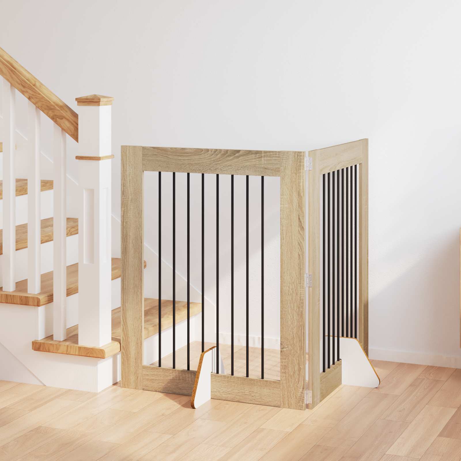 Cancello per cani con supporti 2 pcs Rovere Sonoma 80 x 100 cm | homemem39