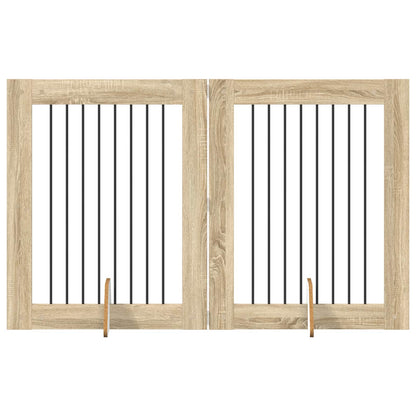 Cancello per cani con supporti 2 pcs Rovere Sonoma 80 x 100 cm | homemem39