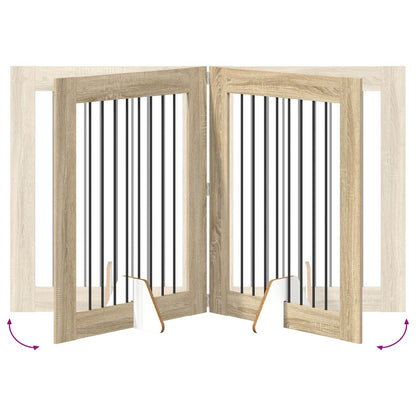 Cancello per cani con supporti 2 pcs Rovere Sonoma 80 x 100 cm | homemem39