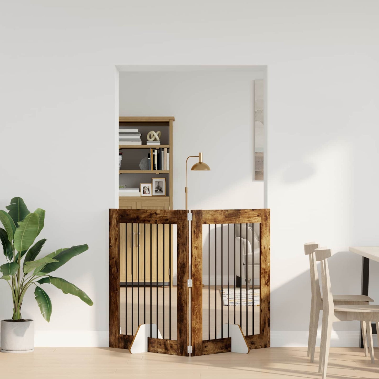 Cancello per cani con supporti 2 pcs Rovere Fumo 80 x 100 cm | homemem39