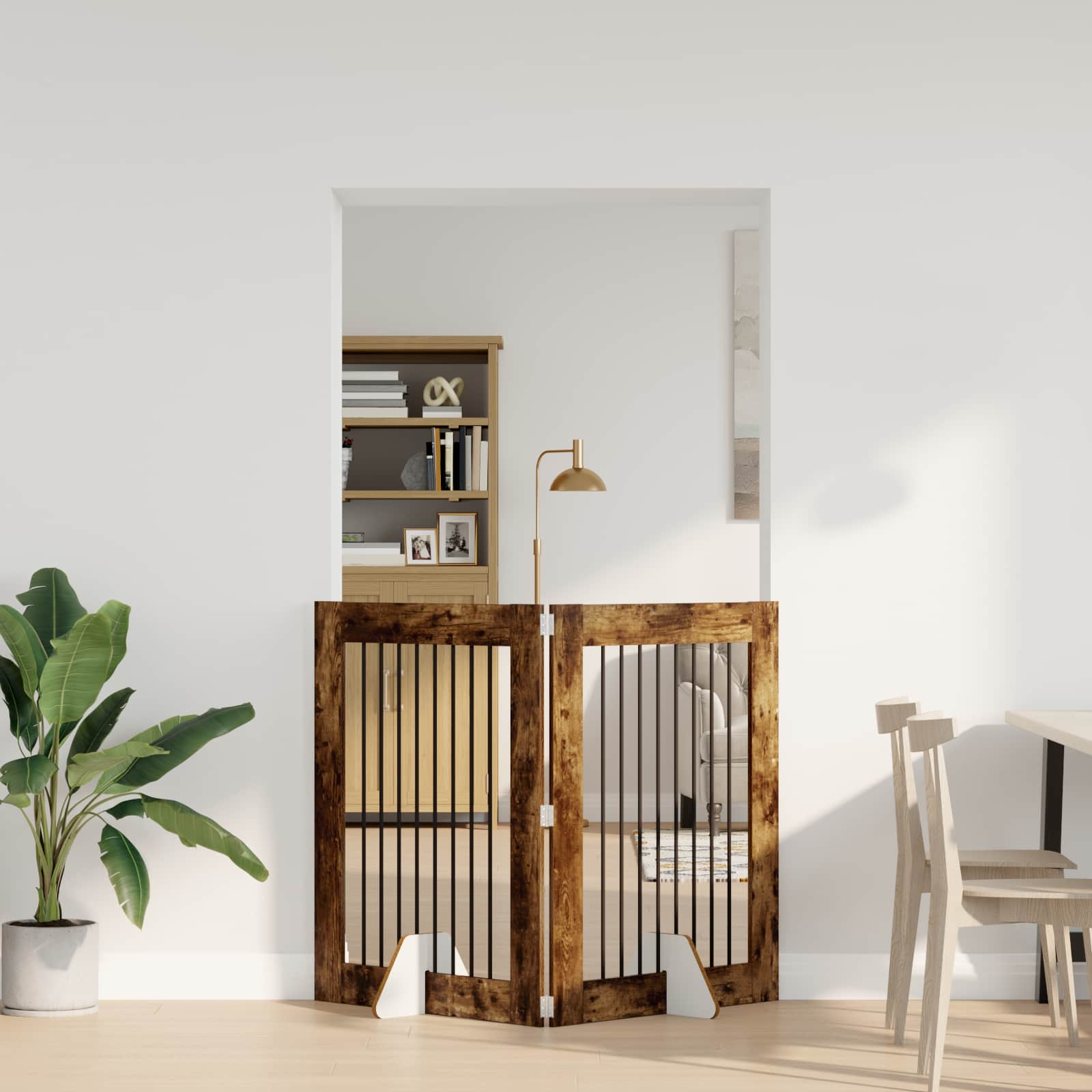 Cancello per cani con supporti 2 pcs Rovere Fumo 80 x 100 cm | homemem39