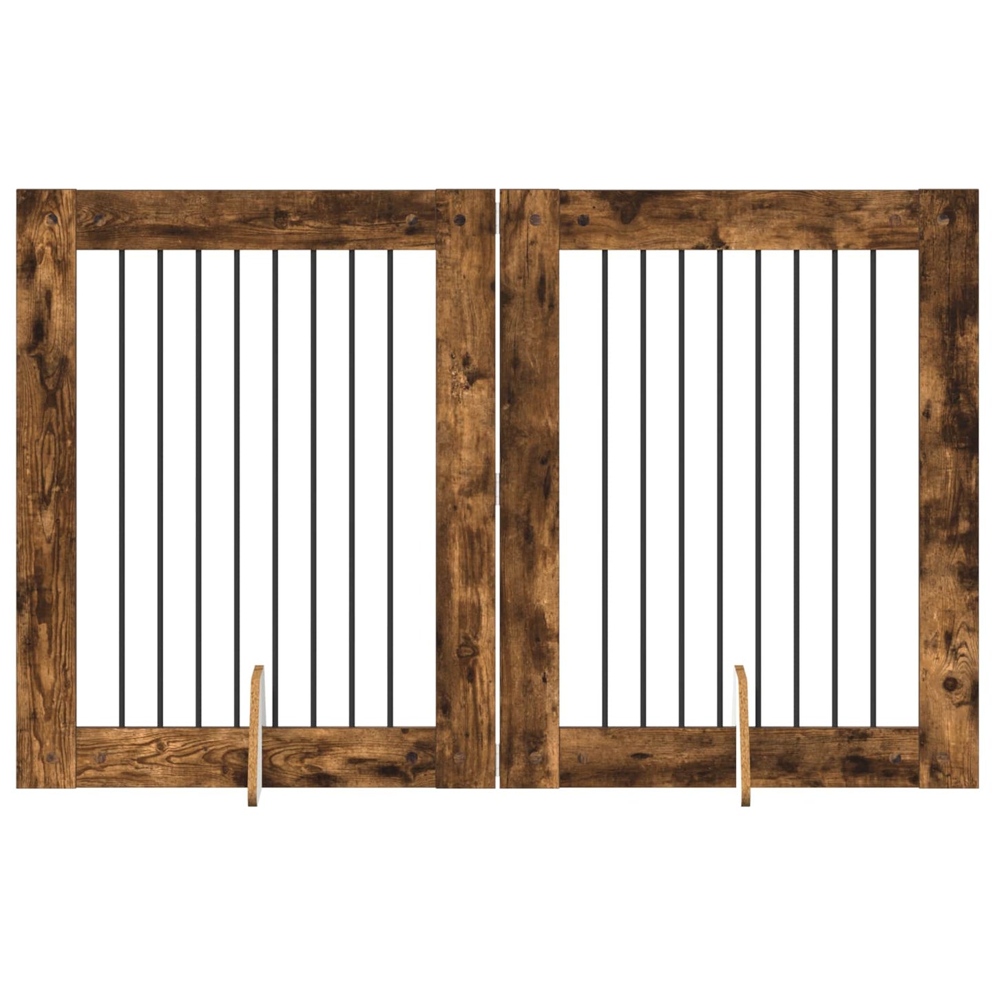 Cancello per cani con supporti 2 pcs Rovere Fumo 80 x 100 cm | homemem39