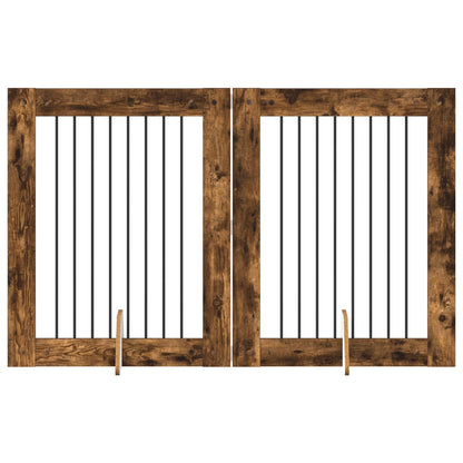 Cancello per cani con supporti 2 pcs Rovere Fumo 80 x 100 cm | homemem39