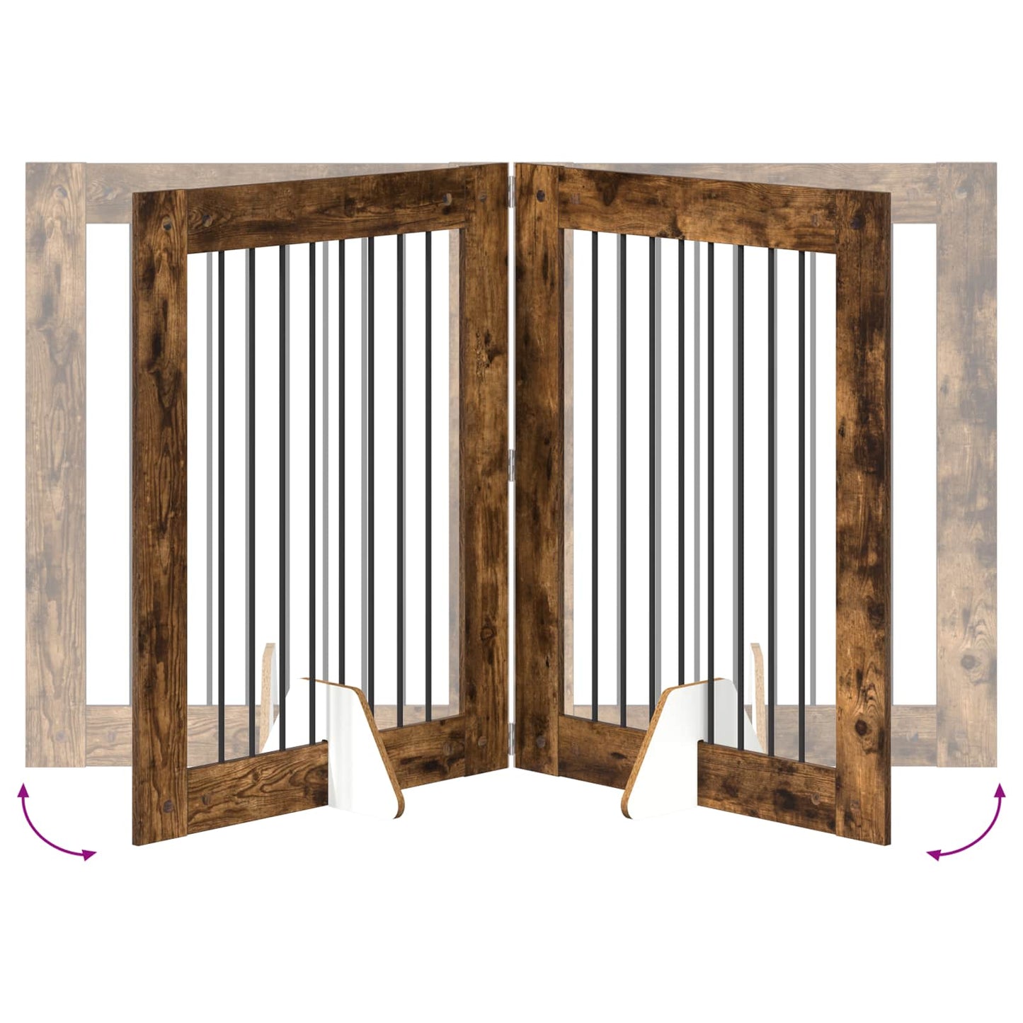 Cancello per cani con supporti 2 pcs Rovere Fumo 80 x 100 cm | homemem39