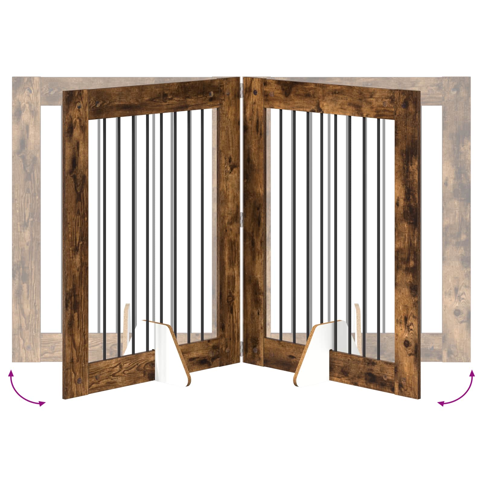 Cancello per cani con supporti 2 pcs Rovere Fumo 80 x 100 cm | homemem39