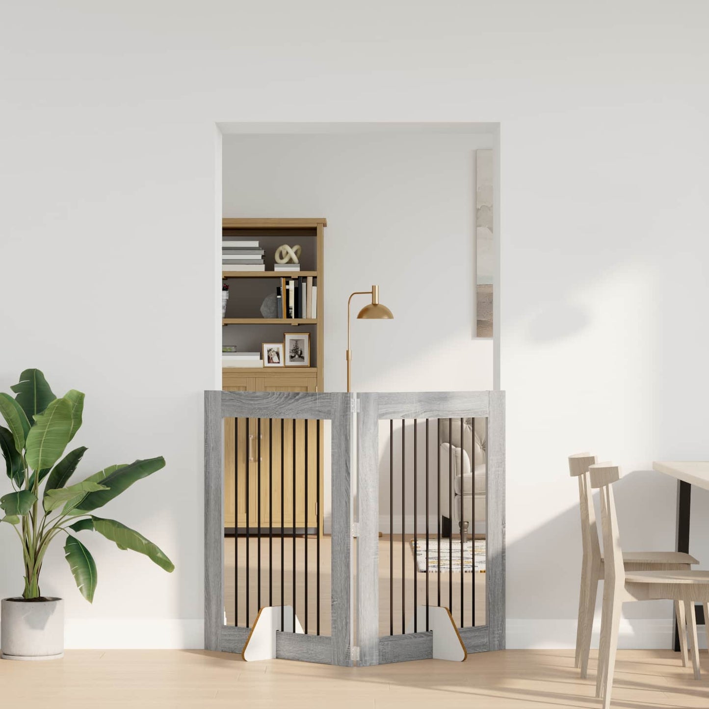 Cancello per cani con supporti 2 pcs Grigio Sonoma 80 x 100 cm | homemem39