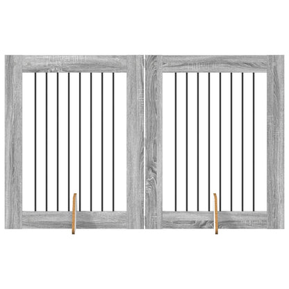 Cancello per cani con supporti 2 pcs Grigio Sonoma 80 x 100 cm | homemem39