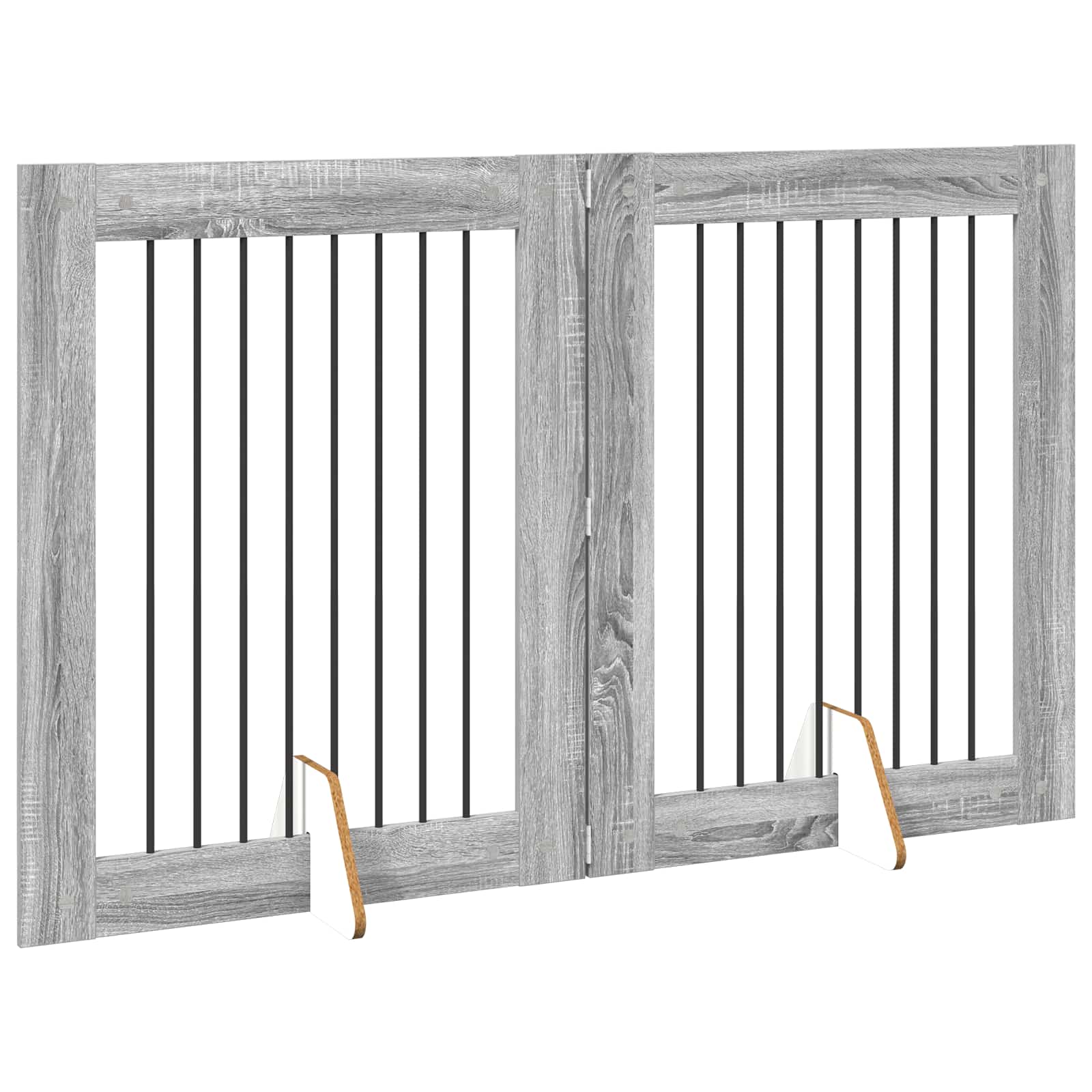 Cancello per cani con supporti 2 pcs Grigio Sonoma 80 x 100 cm | homemem39