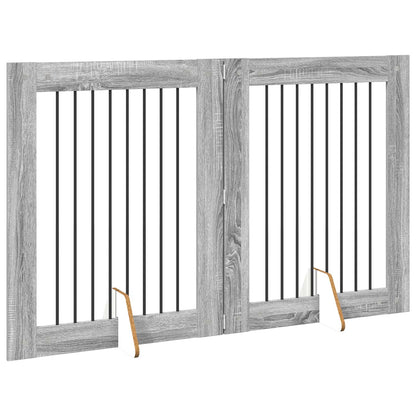 Cancello per cani con supporti 2 pcs Grigio Sonoma 80 x 100 cm | homemem39