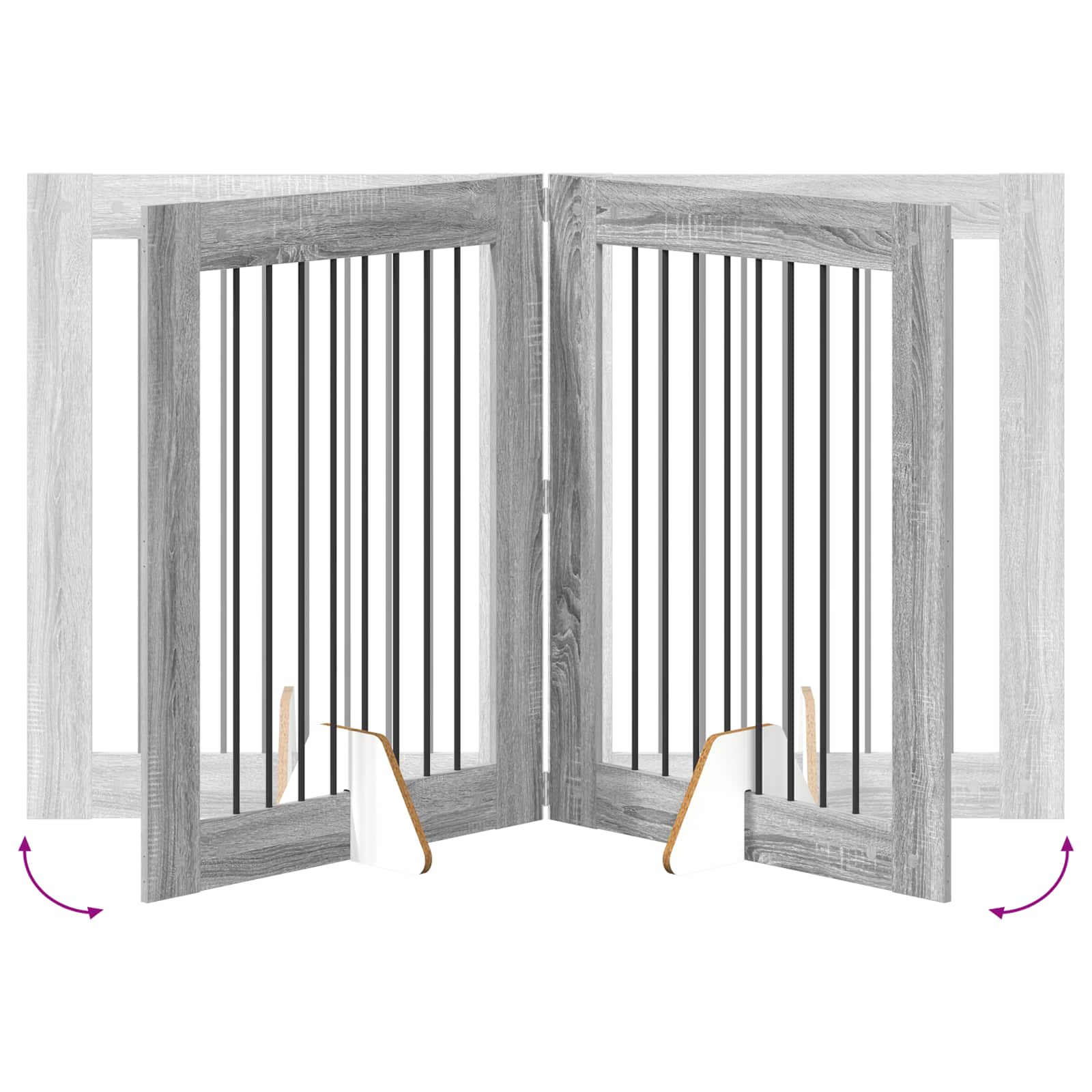 Cancello per cani con supporti 2 pcs Grigio Sonoma 80 x 100 cm | homemem39