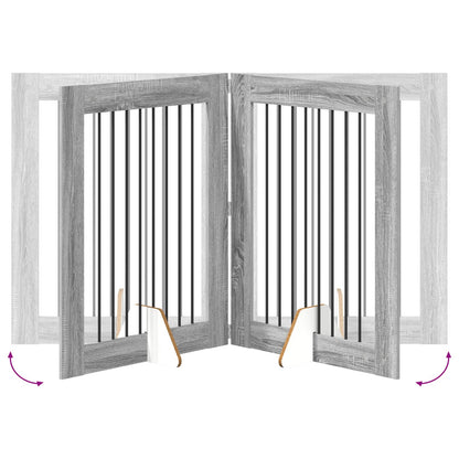 Cancello per cani con supporti 2 pcs Grigio Sonoma 80 x 100 cm | homemem39