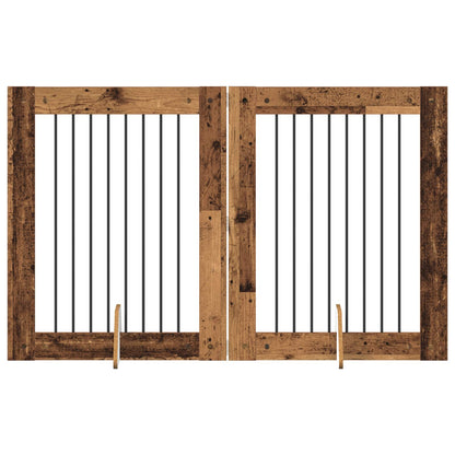 Cancello per cani con supporti 2 pcs Legno antico 80 x 100 cm | homemem39